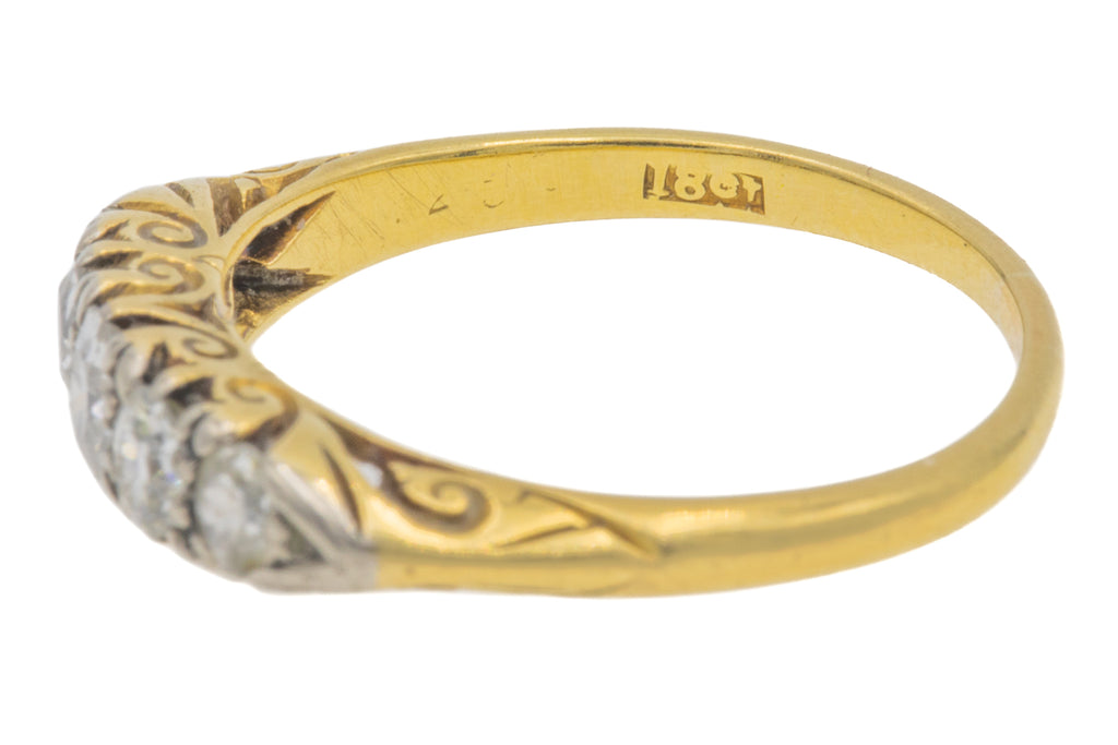 Antique 18ct Gold Diamond Five Stone Ring, 0.50ct