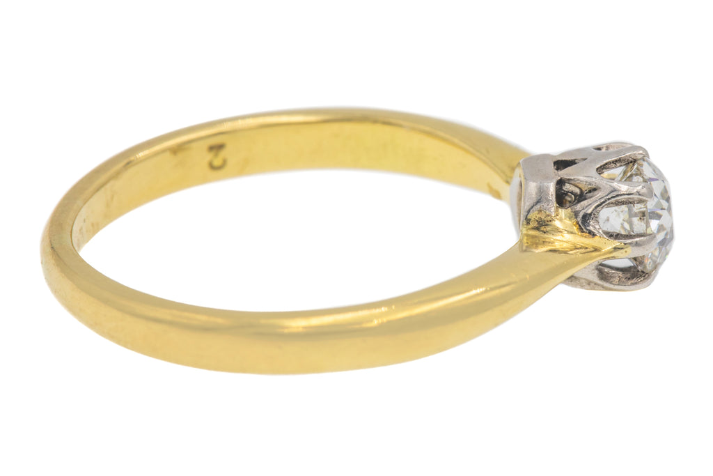 18ct Gold Victorian Old Mine-Cut Diamond Solitaire Ring, 0.33ct