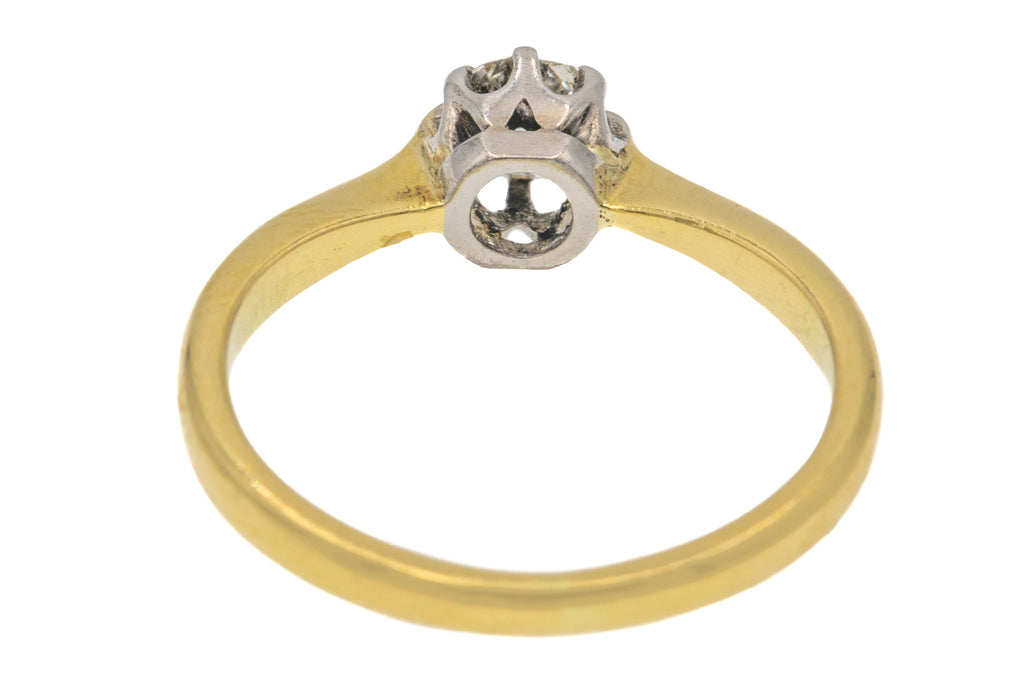 18ct Gold Victorian Old Mine-Cut Diamond Solitaire Ring, 0.33ct