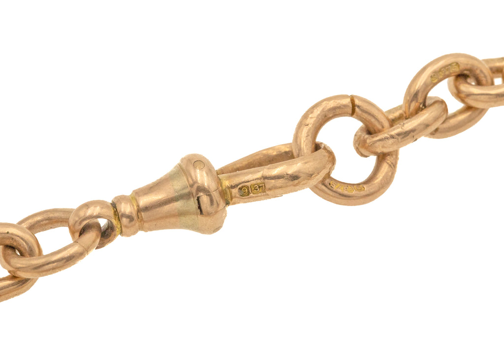 8" Antique 9ct Gold Trombone Link Bracelet with Dog Clip, 16.7g