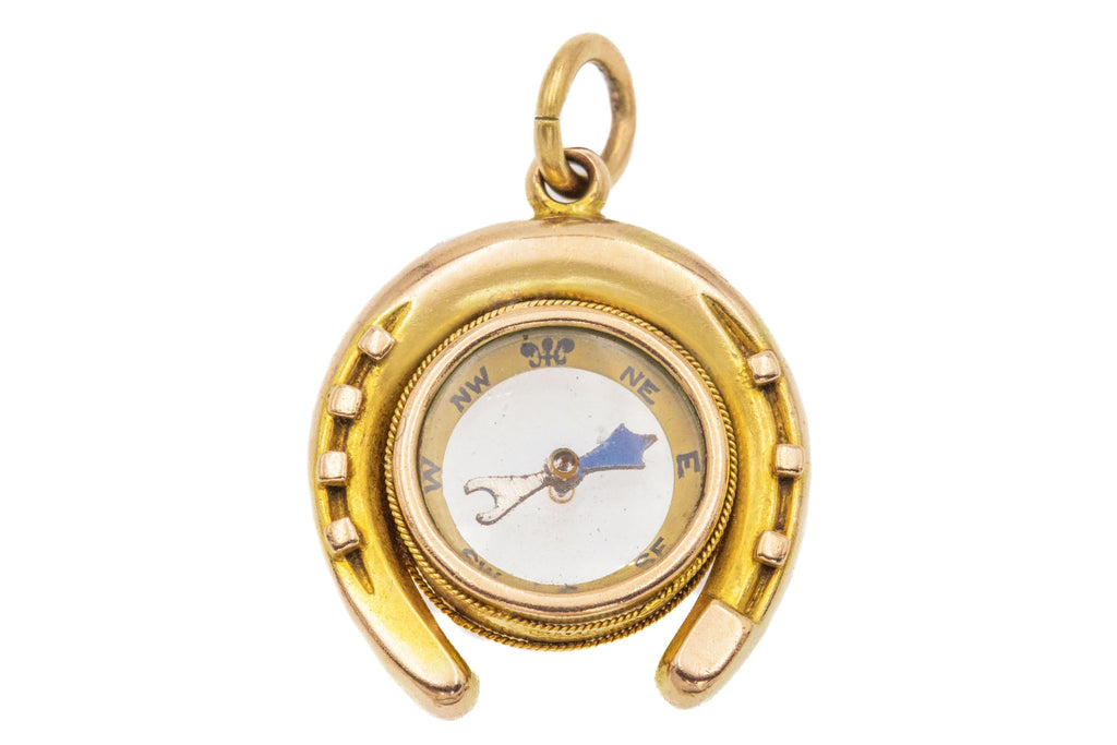 Victorian 10ct Gold Horseshoe Compass Pendant