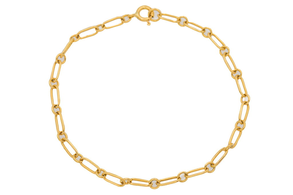 7.5" 9ct Gold Paperclip Link Bracelet, 3.5g