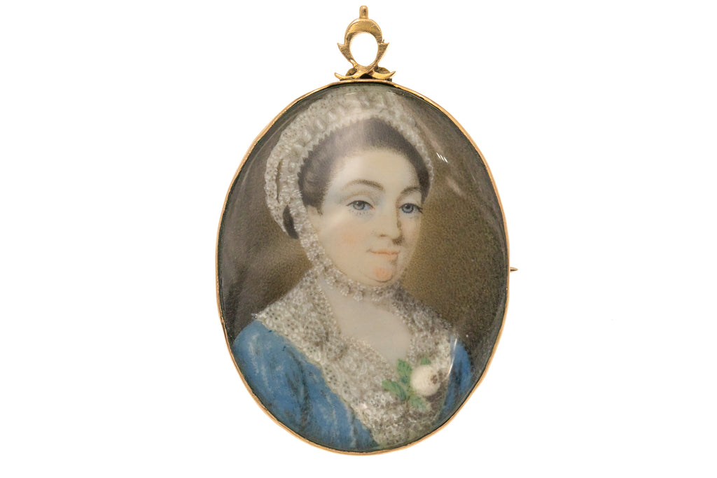Antique 15ct Gold Lady Portrait Pendant