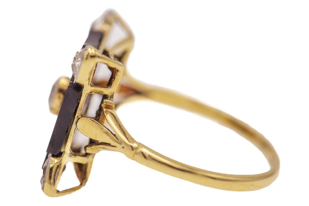 Art Deco 18ct Gold Onyx Diamond Ring