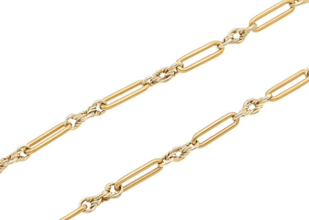 15.5" Antique 9ct Gold Lover's Knot Albert Chain, 14.7g.