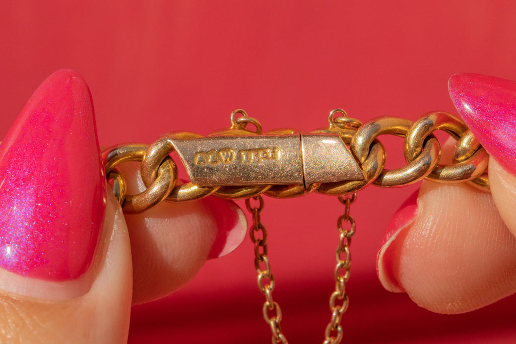 Antique 15ct Gold Opal & Pearl Curb Chain Bracelet, 0.95ct