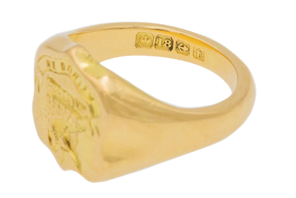 Antique 18ct Gold Intaglio Signet Ring, "Don't Hesitate", (10.8g)