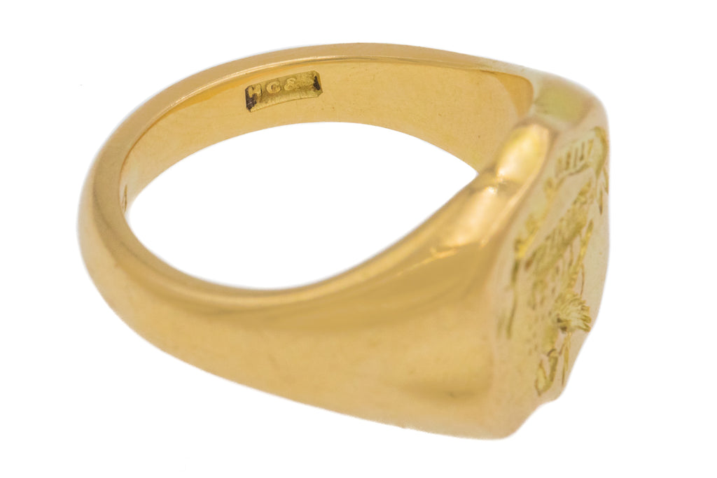 Antique 18ct Gold Intaglio Signet Ring, "Don't Hesitate", (10.8g)