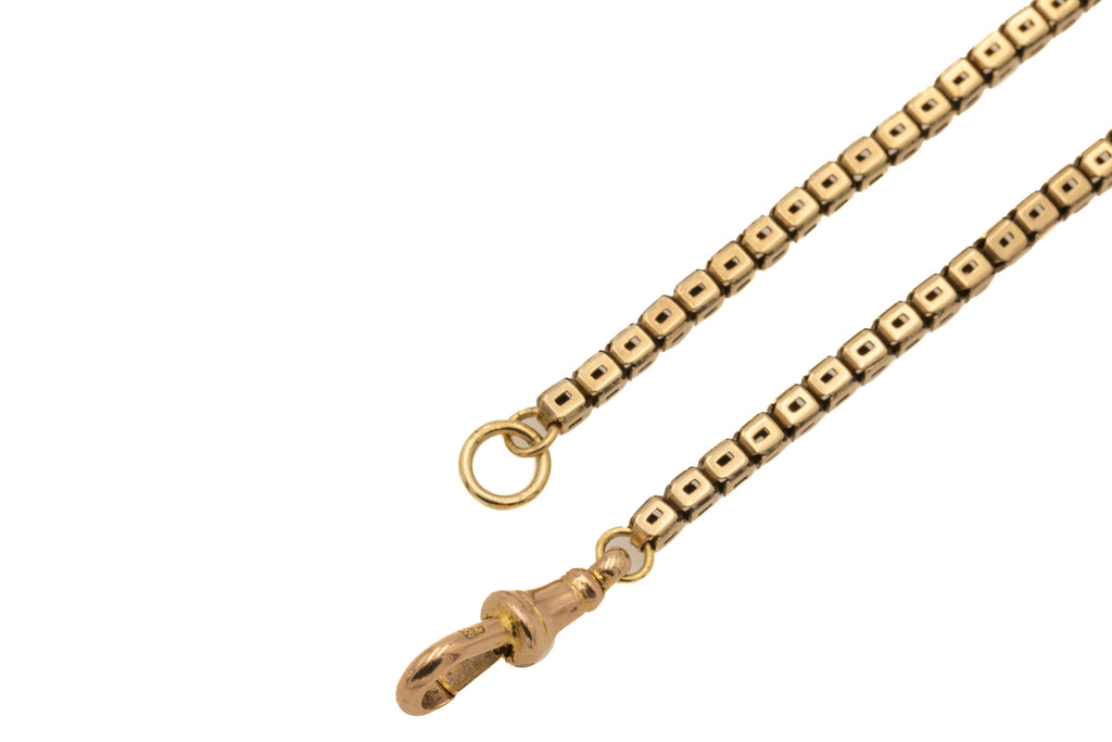 16" Antique 9ct Gold Pierced Box Link Chain, 12g