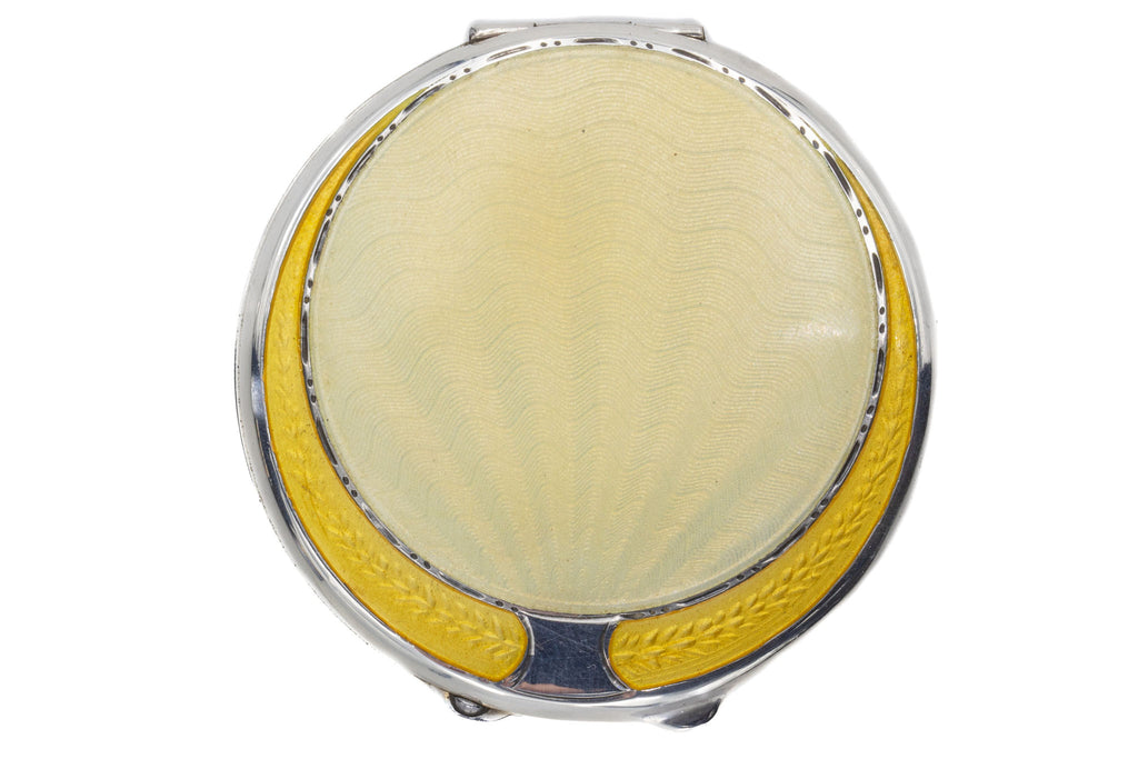 Sterling Silver Guilloche Enamel Compact Mirror