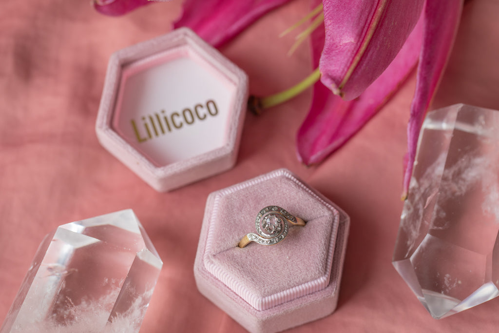 French 18ct Gold Tourbillon Rose-Cut Diamond Ring