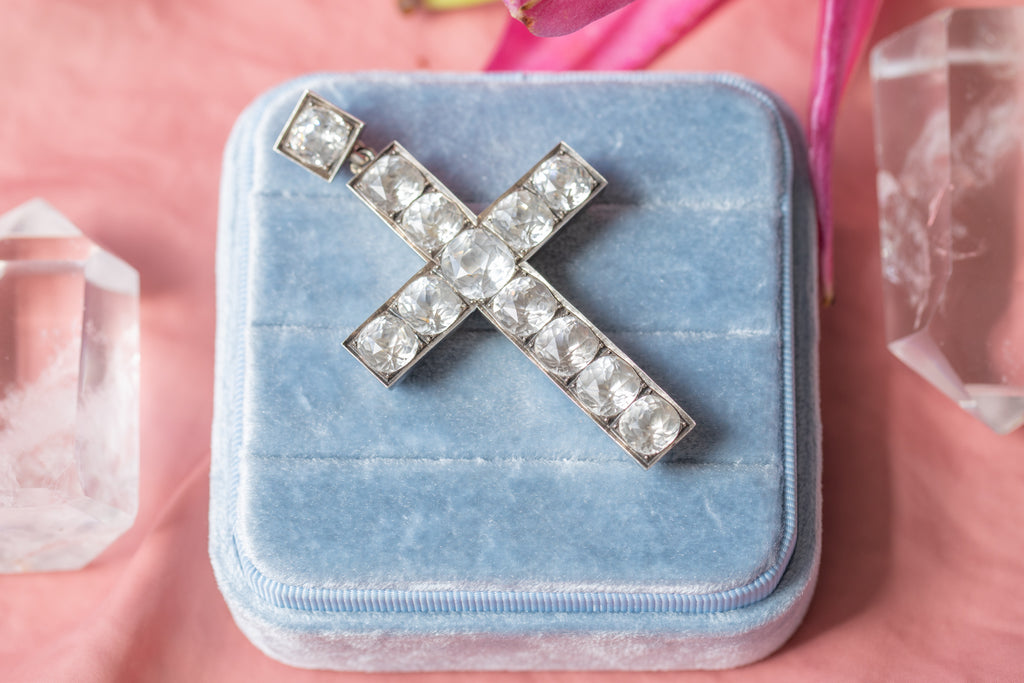 Antique French Silver Paste Cross Pendant
