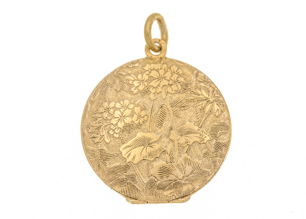 Antique Gilded Silver Floral Repousse Locket- Victorian Aesthetic