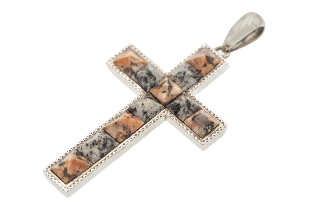Victorian Silver Scottish Granite Cross Pendant