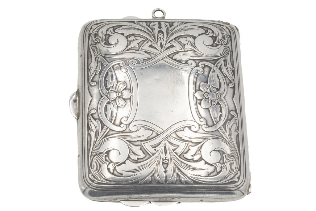 Art Nouveau Sterling Silver Minaudière Purse - Mirror Compact