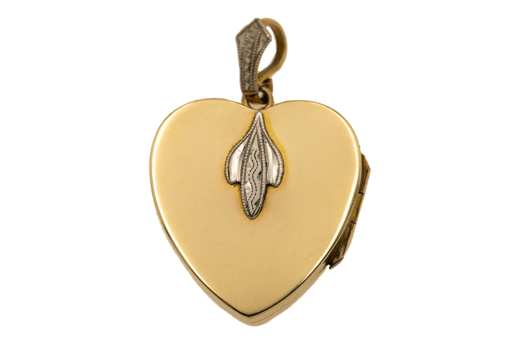Art Deco 9ct Gold & Palladium Heart Locket