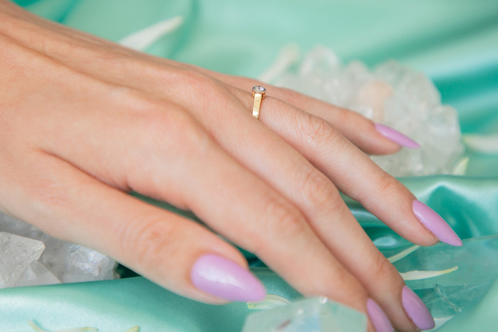 18ct Gold Art Deco Bezel-Set Diamond Solitaire Engagement Ring