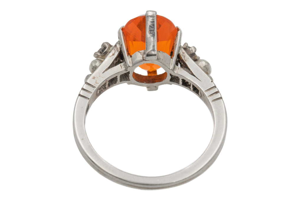 14ct Gold Fire Opal Diamond Cocktail Ring, 2.20ct Fire Opal
