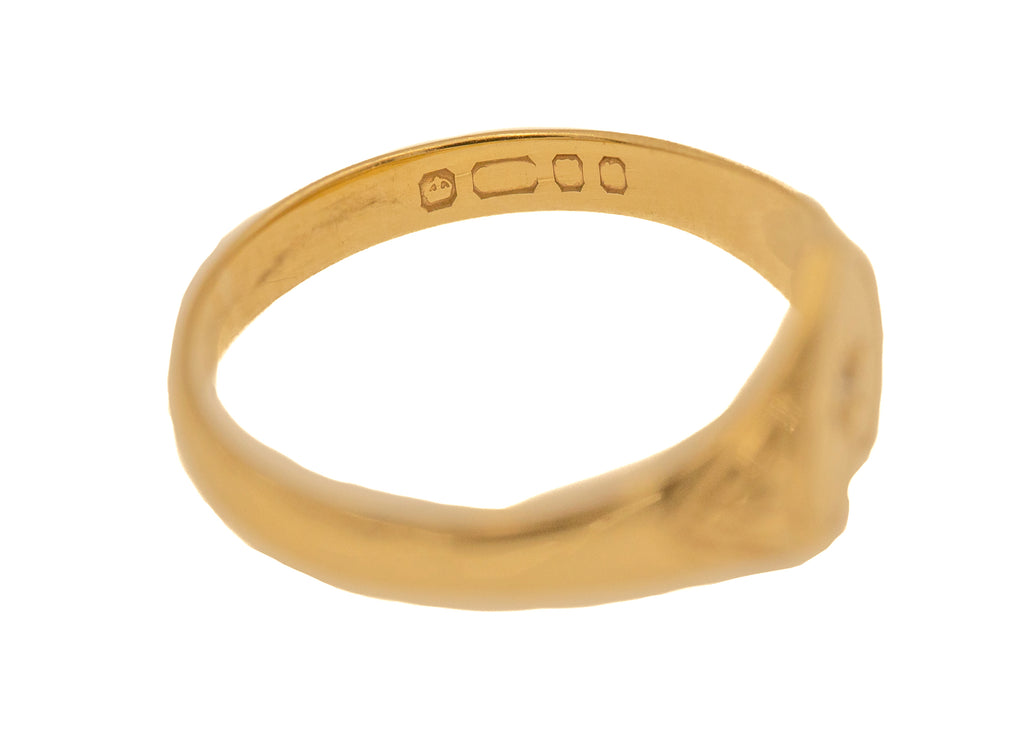 9ct Gold Diamond Heart Signet Ring