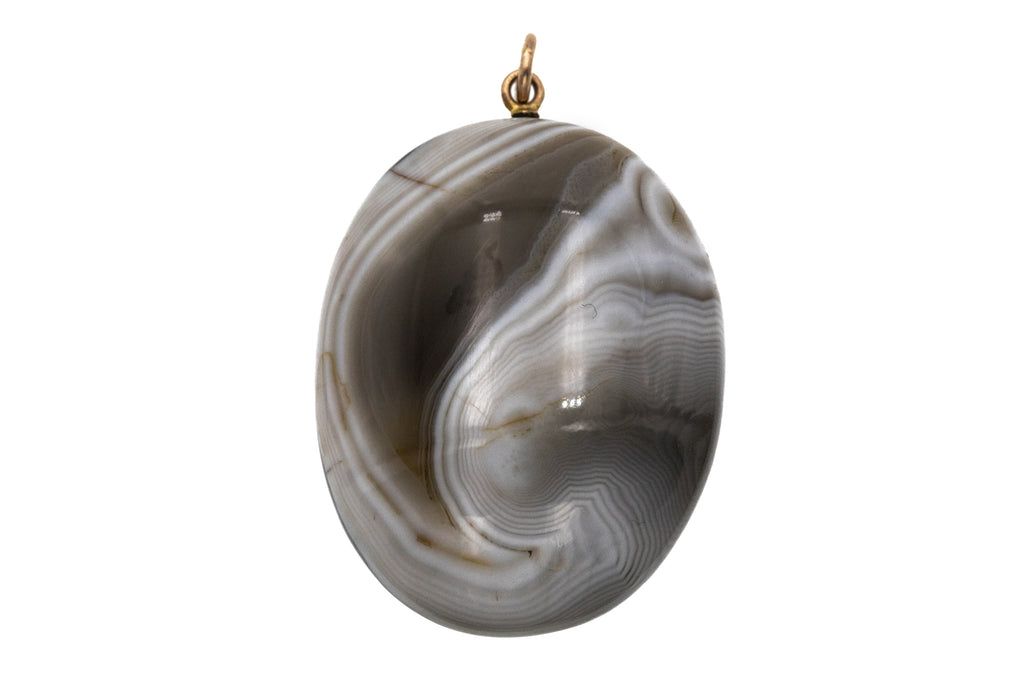 Large Antique 9ct Gold Banded Agate Pendant