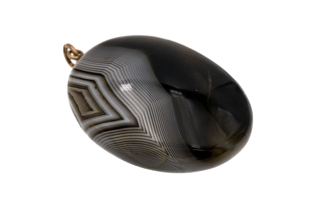 Large Antique 9ct Gold Banded Agate Pendant