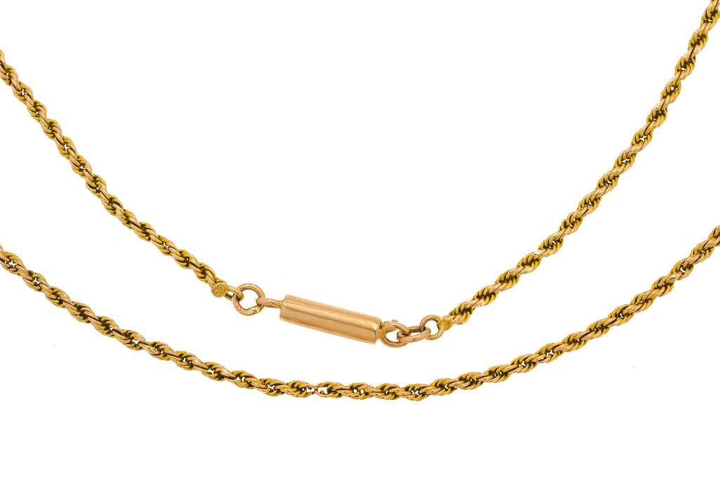 18" Antique 9ct Gold Twisted Rope Chain, 3.2g