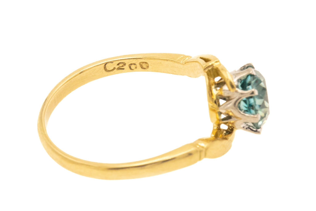 18ct Gold Blue Zircon Bypass Ring, 2.25ct