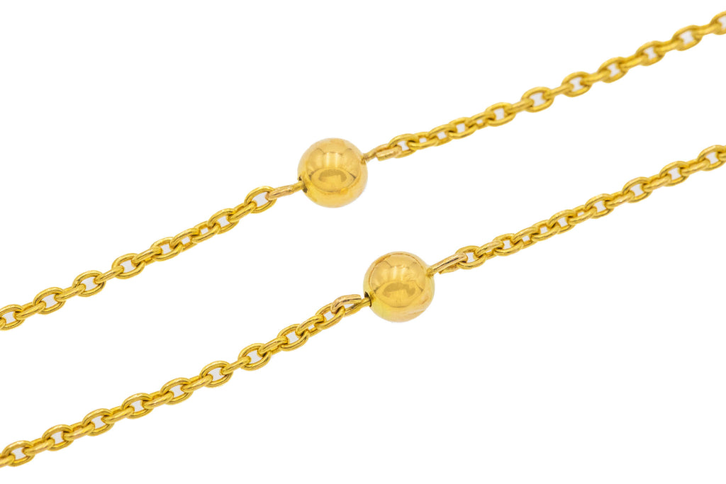 19" Antique 15ct Gold Ball Link Chain, 5.4g