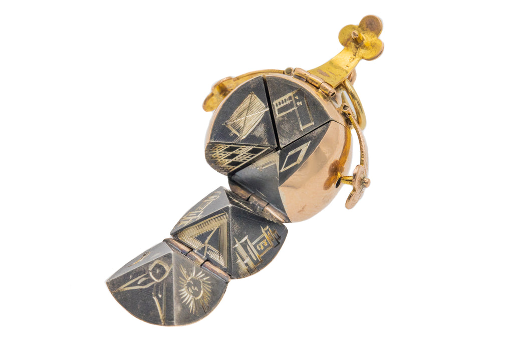 Antique 9ct Gold & Silver Masonic Orb Pendant