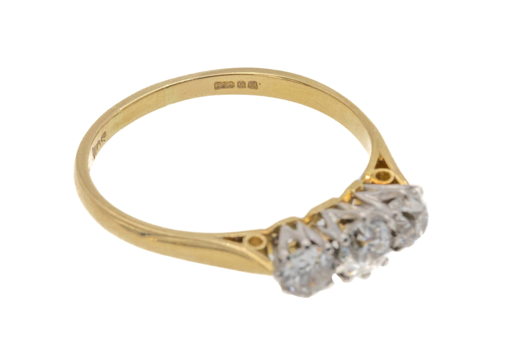 18ct Gold Old Mine Cut Diamond Engagement Ring, 0.75cts