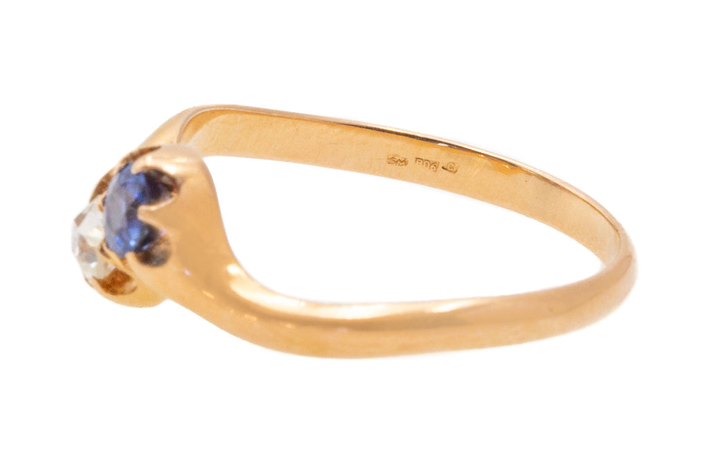 15ct Gold Sapphire & Diamond Toi-Et-Moi Ring
