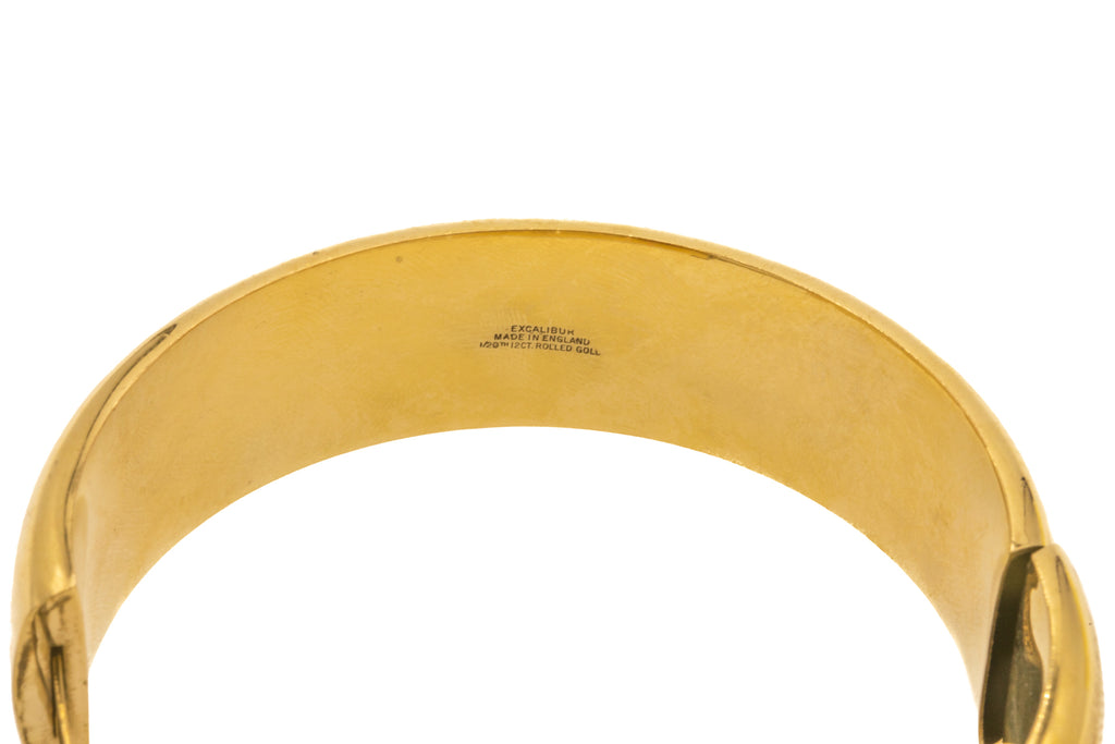 7" 12ct Rolled Gold Engraved Bangle, Rounded Profile