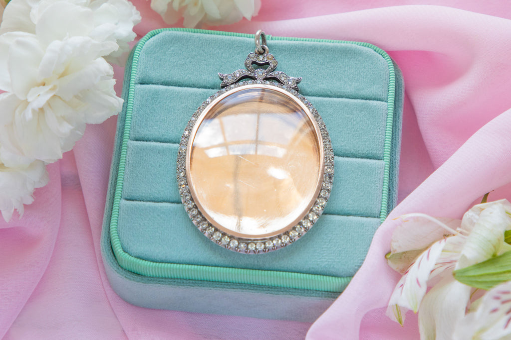Edwardian Silver Paste Locket with Bow Detail