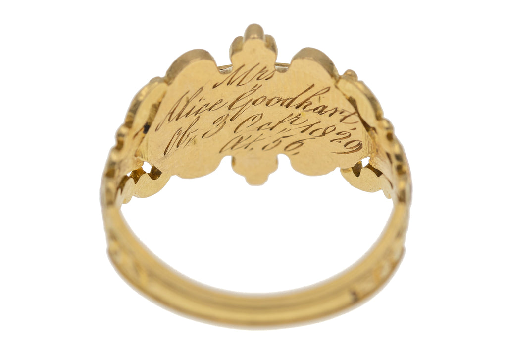 Georgian 18ct Gold & Black Enamel Memorial Ring, c.1829