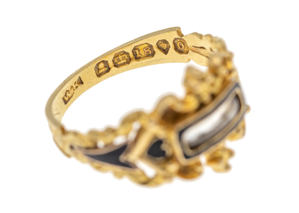 Georgian 18ct Gold & Black Enamel Memorial Ring, c.1829