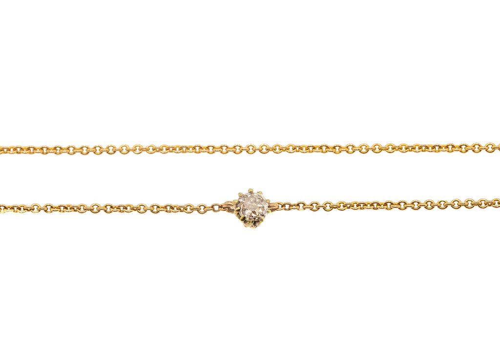 16" Antique 9ct Gold Diamond Integral Necklace, 0.44ct