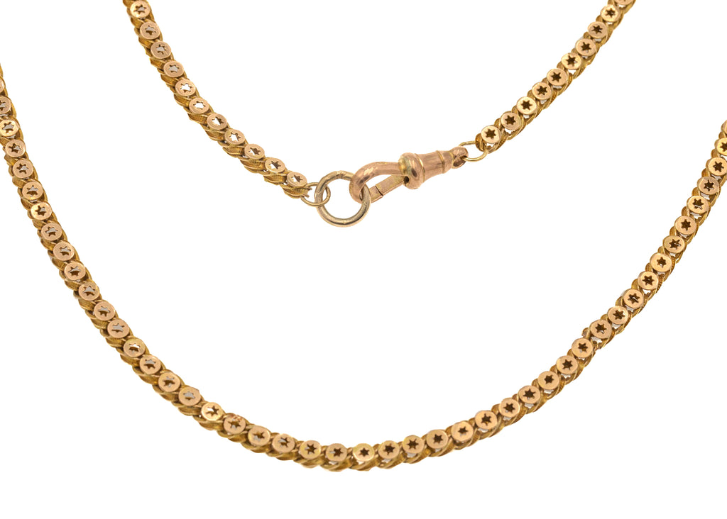 20" 9ct Gold Pierced "Stars" Guard Chain With Dog Clip (14.6g)