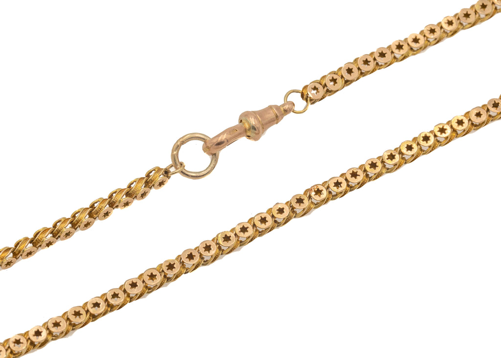 20" 9ct Gold Pierced "Stars" Guard Chain With Dog Clip (14.6g)
