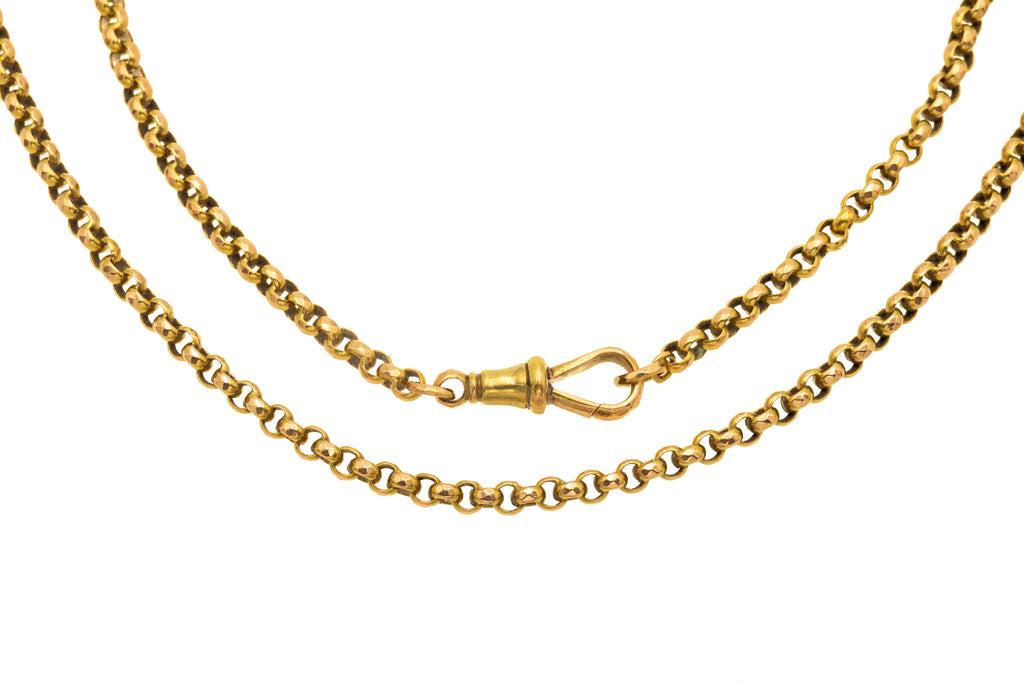 16" Antique 15ct Gold Faceted Belcher Chain, 8.7g