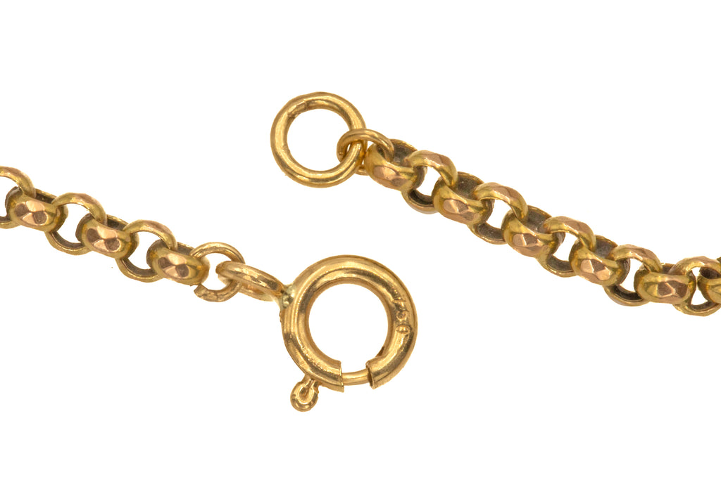 Antique 6" 15ct Gold Faceted Belcher Link Bracelet, (3.4g)