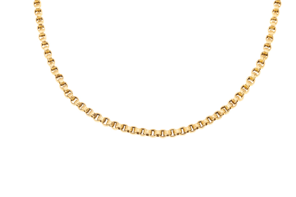 19" Antique 9ct Gold Belcher Chain, 9.4g