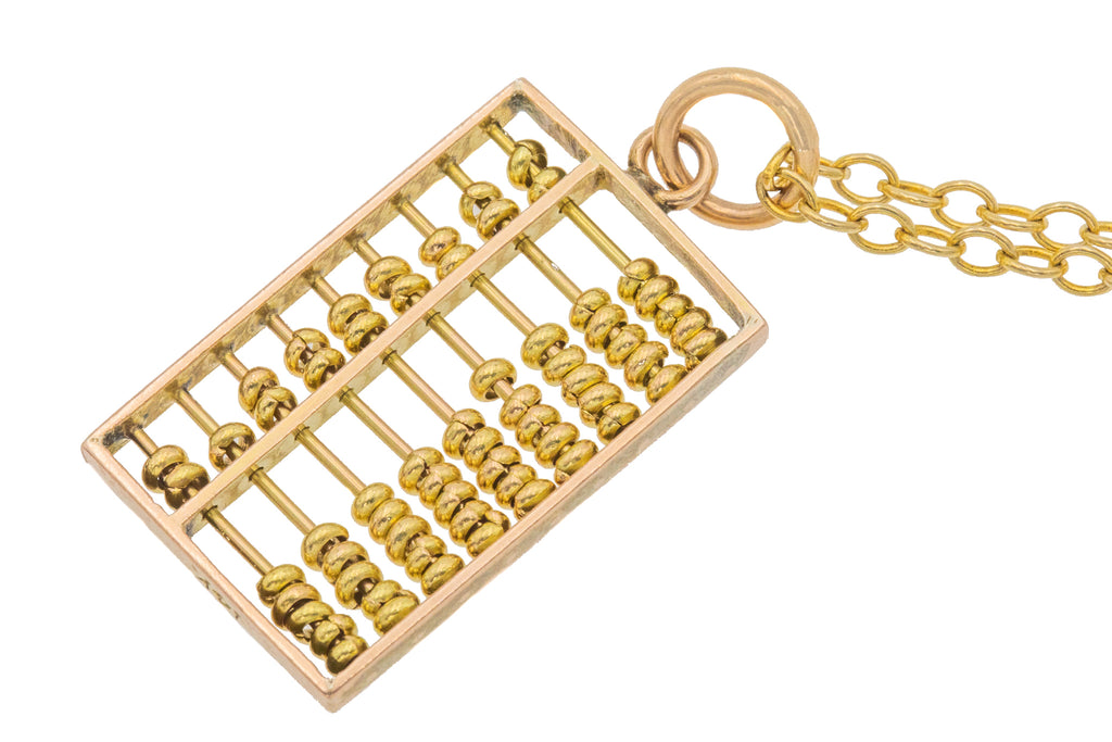 14ct Gold Abacus Pendant, with 18" Chain