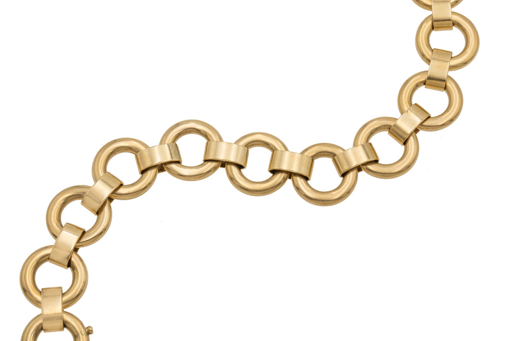 7.5" Victorian 9ct Gold Circle Link Bracelet, 17.3g