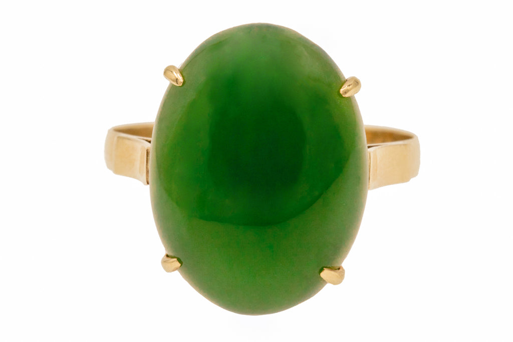 Art Deco 18ct Gold Jade Cabochon Ring