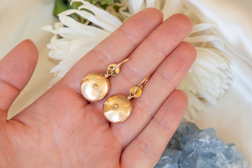 Etruscan Revival 9ct Gold Pearl Drop Earrings