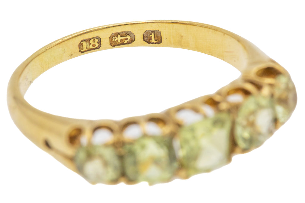 Antique 18ct Gold Chrysoberyl Five Stone Ring, 0.80ct