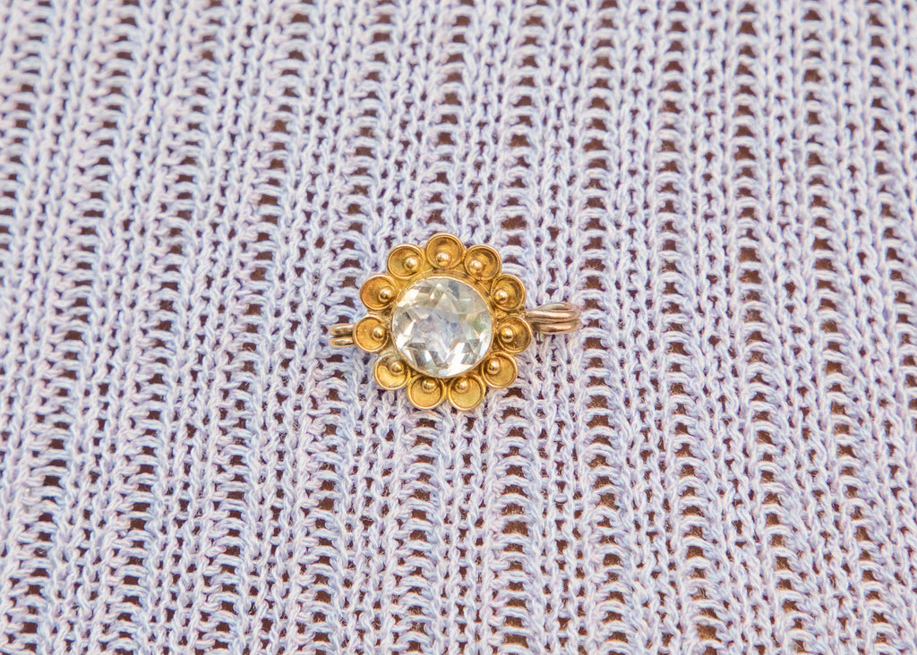 Antique 14ct Gold Rock Crystal Flower Brooch, 2.70ct