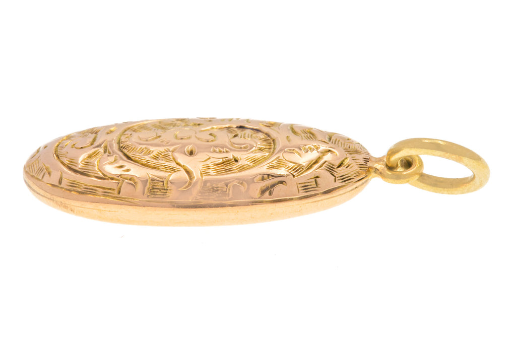 Antique 9ct Gold Engraved Pendant