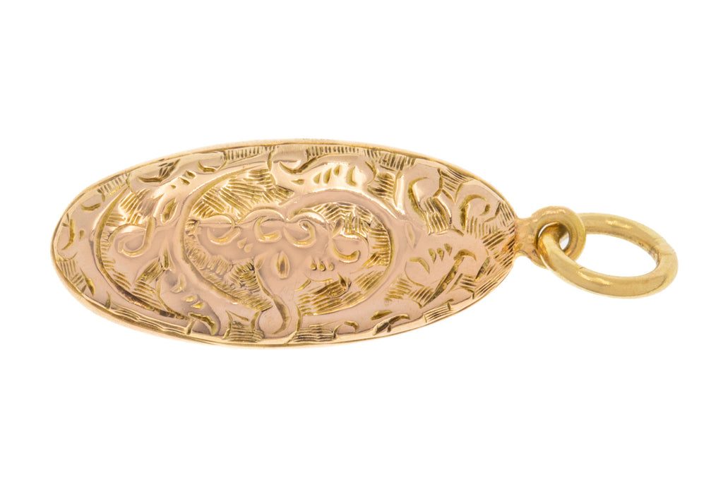 Antique 9ct Gold Engraved Pendant