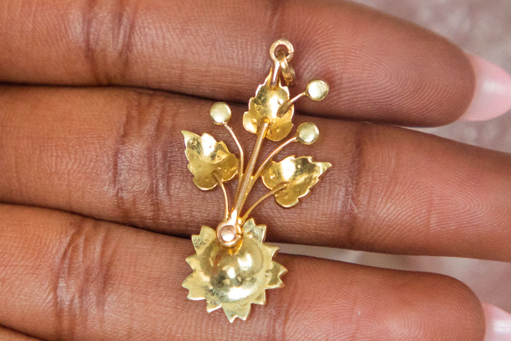 Victorian 18ct Gold Pearl Flower Pendant